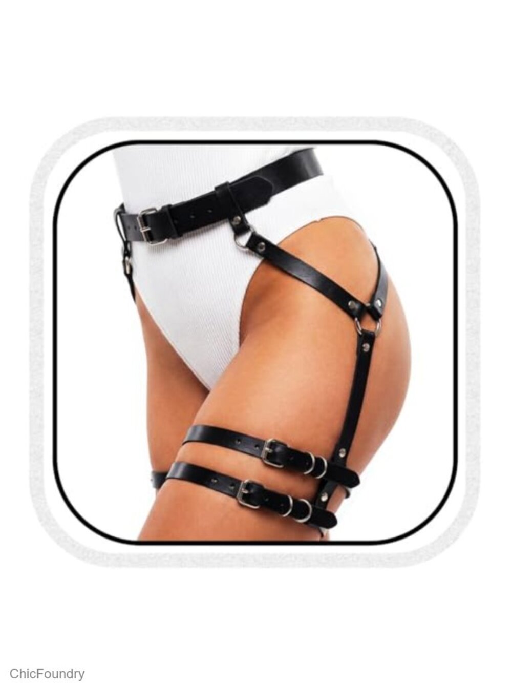Black Leather Thigh Belt Punk Body Harness Rave Festival Accessory